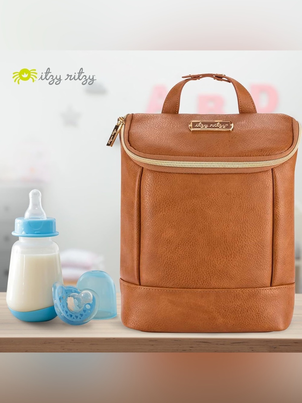 Itzy Ritzy Insulated Bottle Bag, Holds 3 Baby Milk Bottles (Cognac) NWT